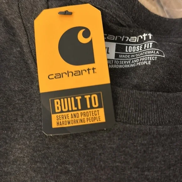 Carhartt Men's Loose Fit Heavyweight Long-Sleeve Pocket T-Shirt - Dark Gray - Picture 3 of 4